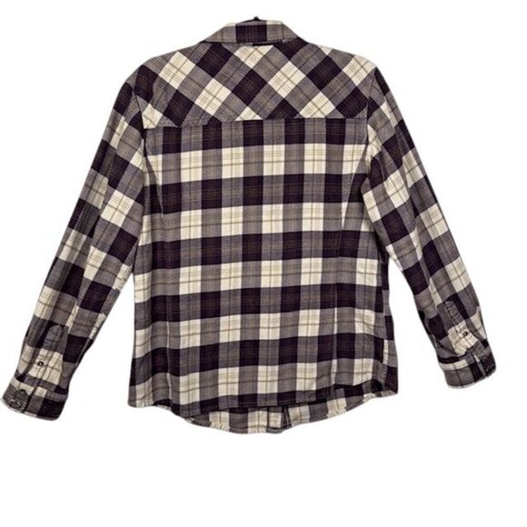 Carhartt Women's Flannel Purple White w/Gold Cotton Chest Pockets Size Large - Picture 3 of 11